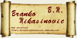 Branko Mikašinović vizit kartica